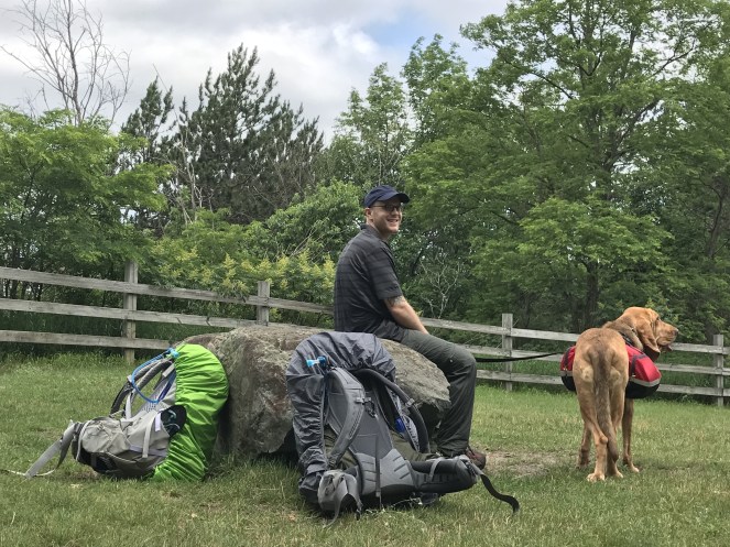 Backpacking Trails in Michigan with Dog Deadmans Hill Jordan River Pathway