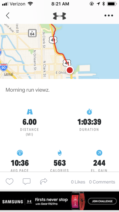 run stats chicago lakeshore trail workout morning