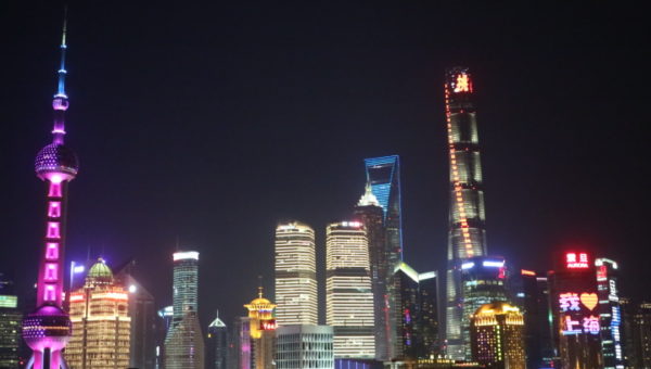 Shanghai bund china nighttime lights skyline cityscape oriental pearl tower