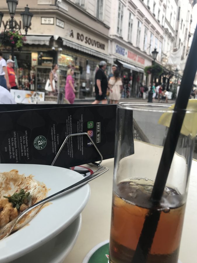 Cafe budapest outdoor summer street hungary people watching anna